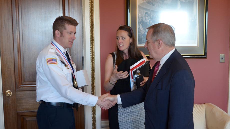 April 12th - Senator Durbin met with Gregg James, 2016 Stars of Life Award Recipient.